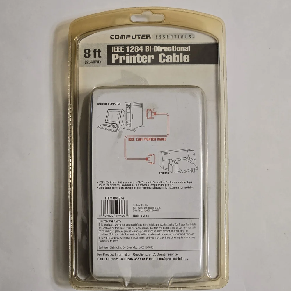Computer Essentials 8 ft IEEE 1284 Printer Cable